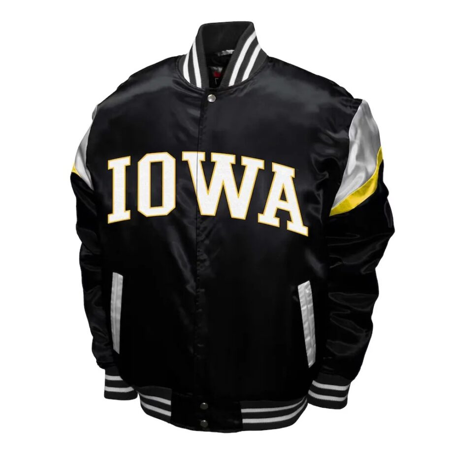 Iowa Hawkeyes Power Black Satin Jacket