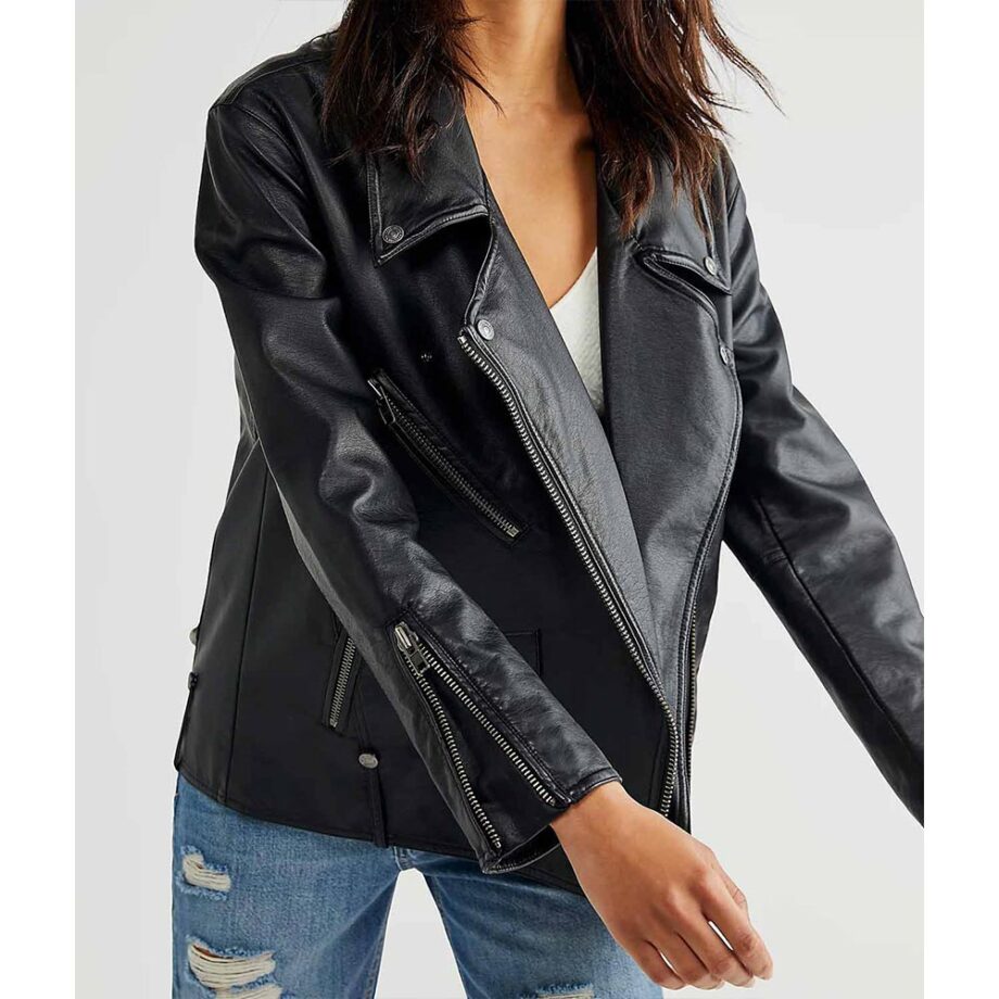 Womens Jealousy Leather Moto Jacket