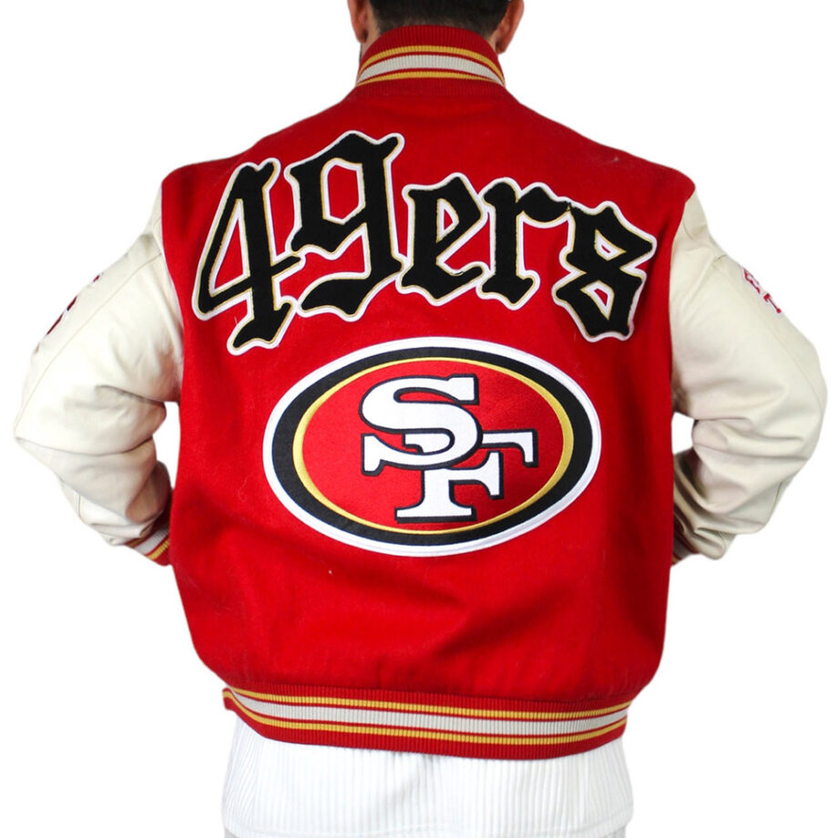 JH San Francisco 49ers Red & Off-White Varsity Jacket