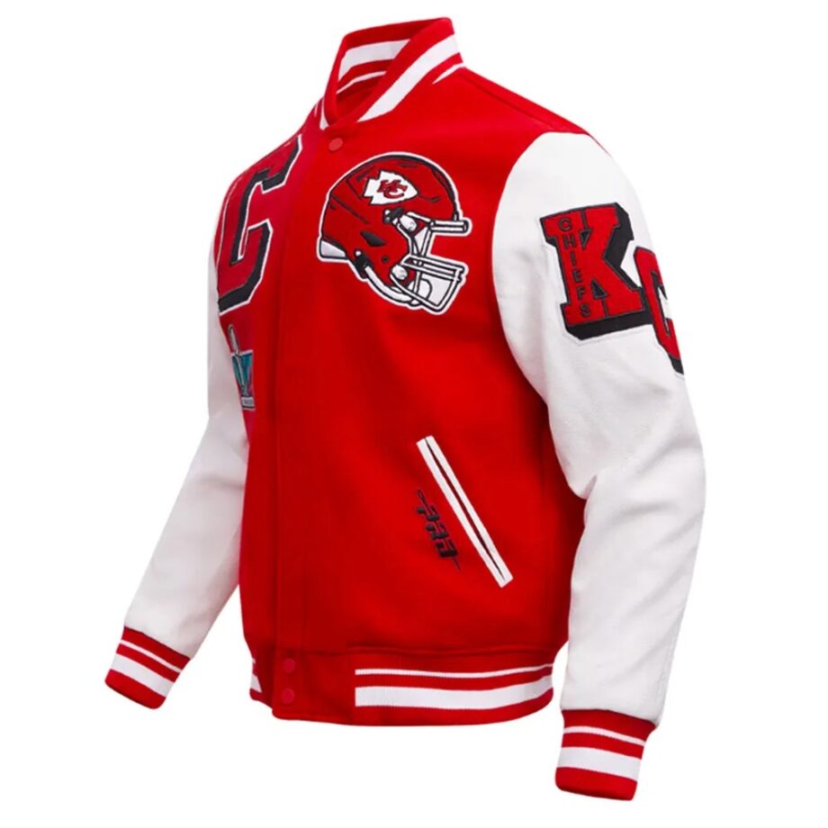 Kansas City Chiefs Mashup Rib Varsity Wool and Leather Jacket