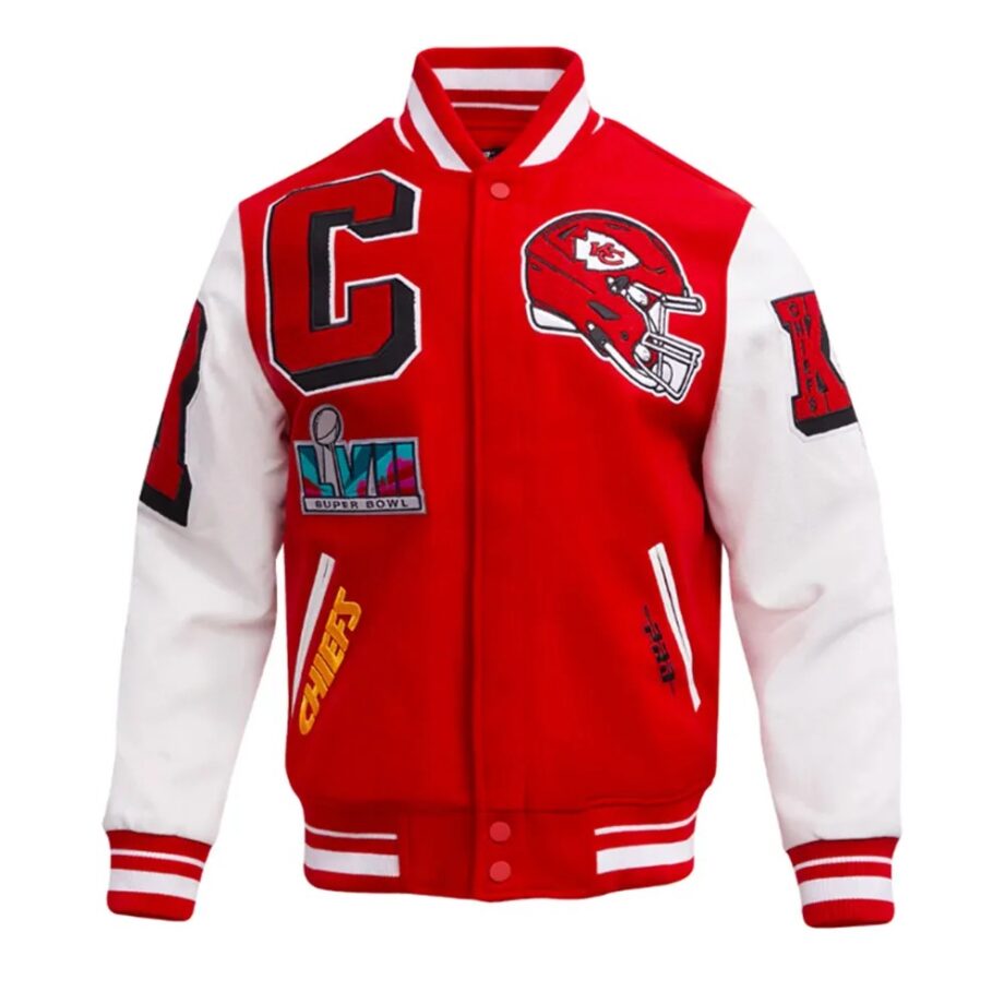 Kansas City Chiefs Mashup Rib Varsity Wool and Leather Jacket