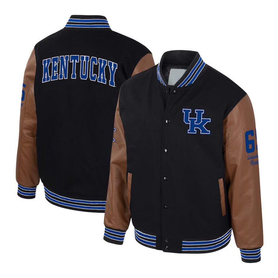 Kentucky Wildcats Black & Brown Letterman Jacket