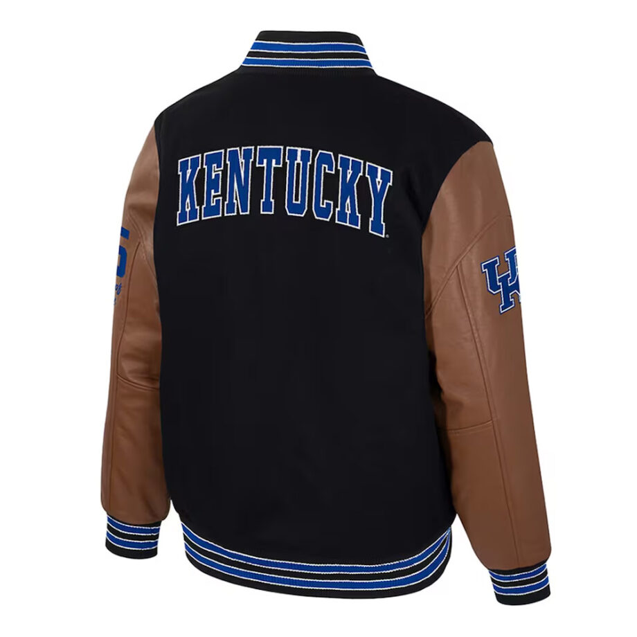 Kentucky Wildcats Black & Brown Letterman Jacket