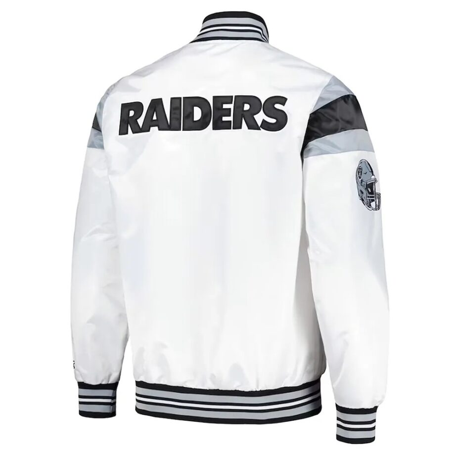 Las Vegas Raiders Midweight White Satin Jacket
