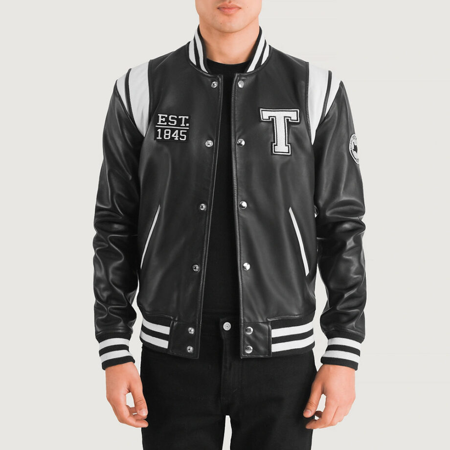 Liberte Texas Black Leather Varsity Jacket