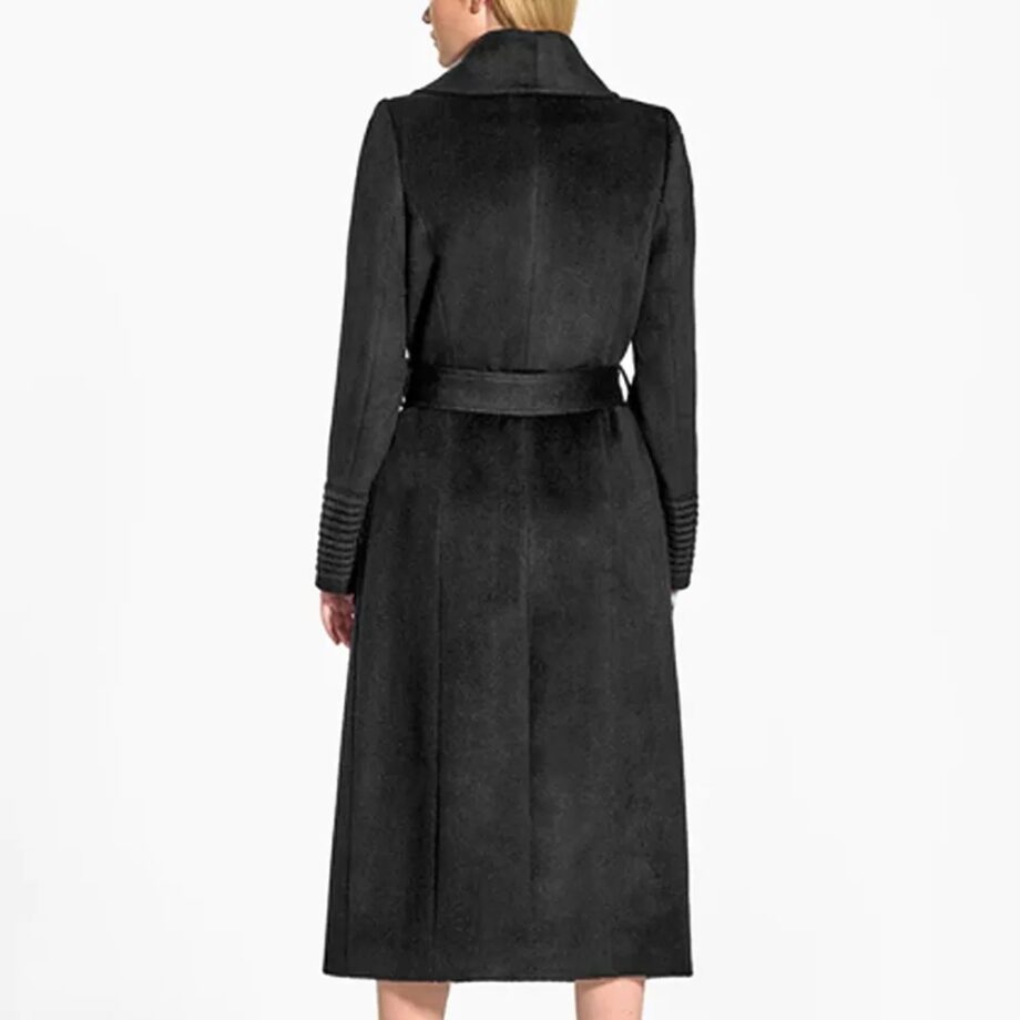 Baby Alpaca Long Wide Collar Wrap Coat