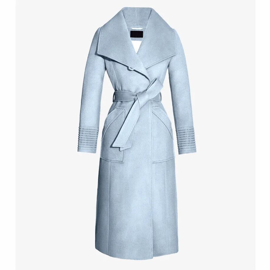 Baby Alpaca Long Wide Collar Wrap Coat