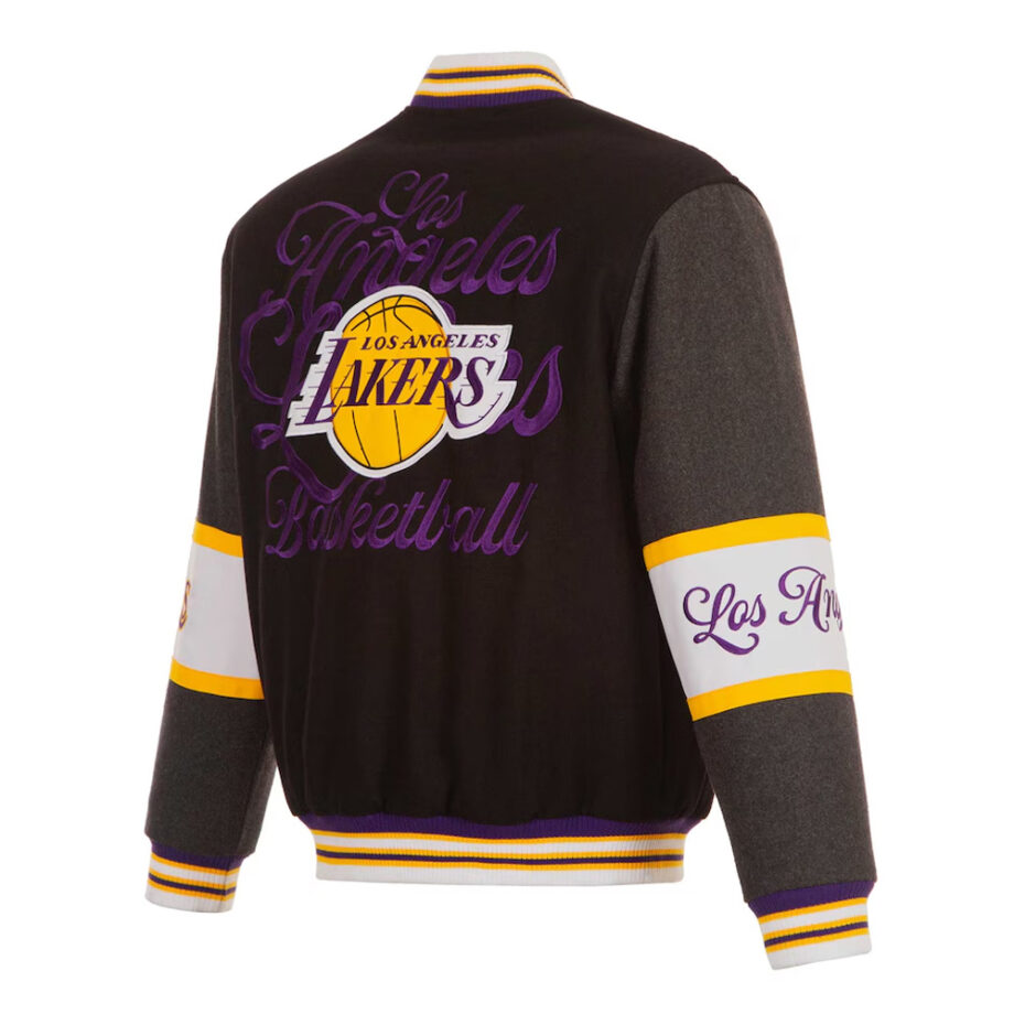 LA Lakers Black & Charcoal Varsity Wool Jacket