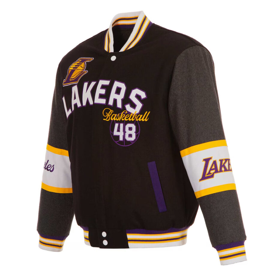 LA Lakers Black & Charcoal Varsity Wool Jacket