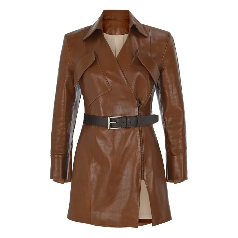 Selling Sunset Mary Fitzgerald Bonnet Leather Coat