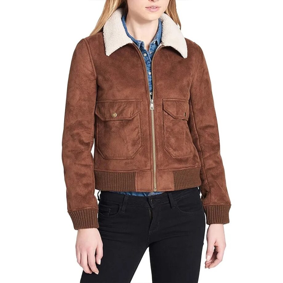 Liana Liberato Light as a Feather Suede Bomber Jacket