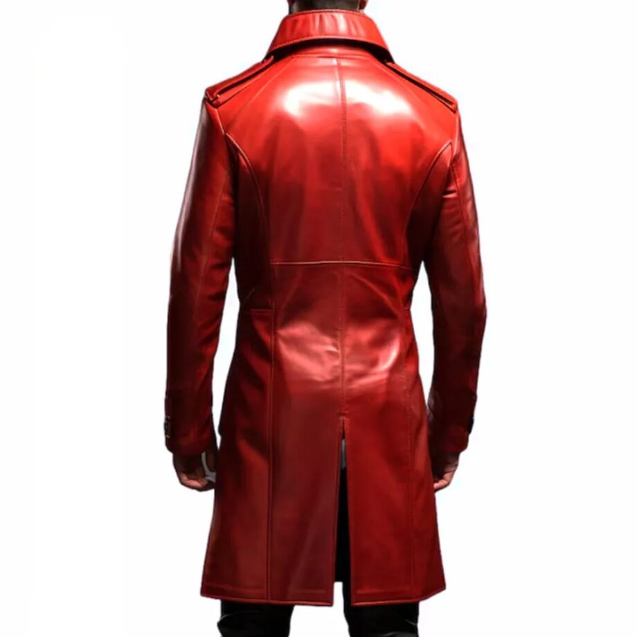 Mens Red Real Leather Coat