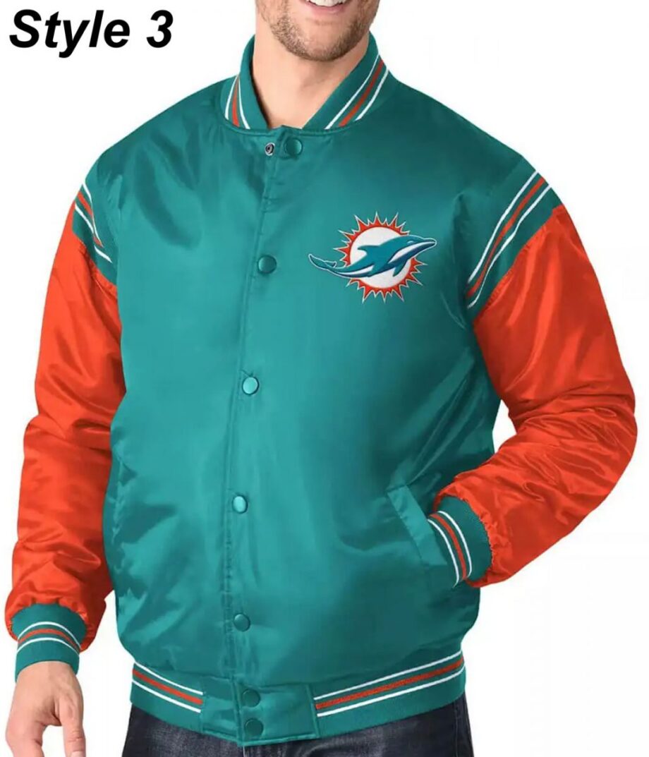 Miami Dolphins Teal Green Bomber Jacket