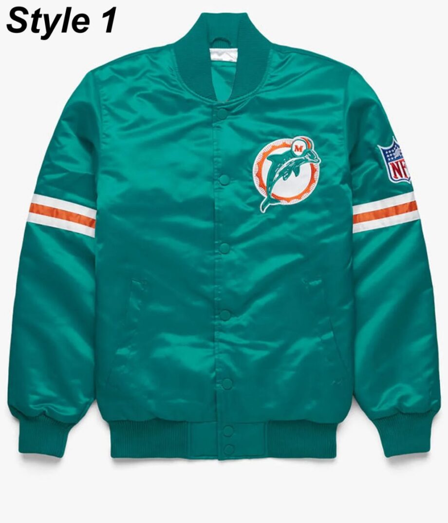 Miami Dolphins Teal Green Bomber Jacket