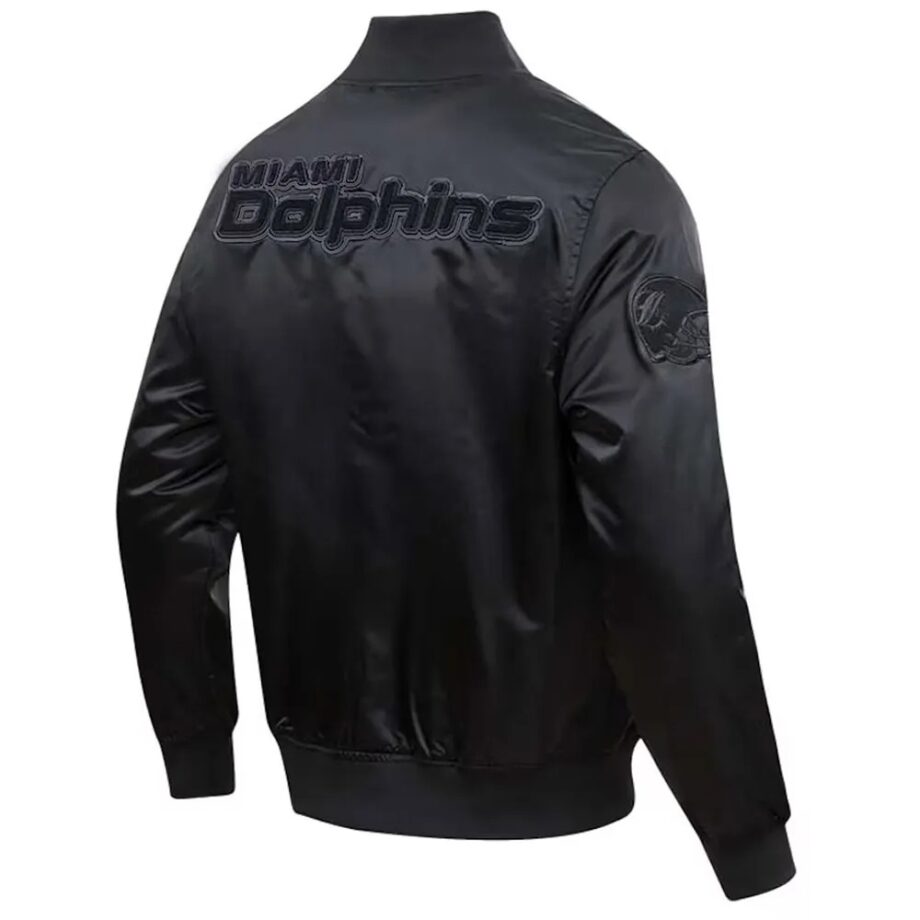 Miami Dolphins Triple Black Satin Jacket