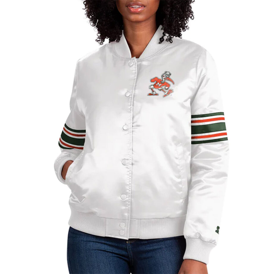 Vintage Striped Miami Hurricanes Satin Jacket