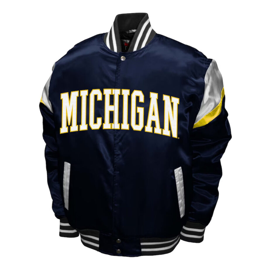 Michigan Wolverines Power Navy Satin Jacket
