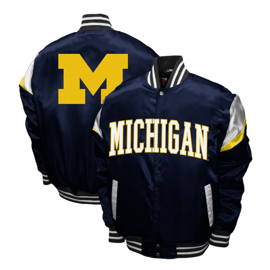Michigan Wolverines Power Navy Satin Jacket
