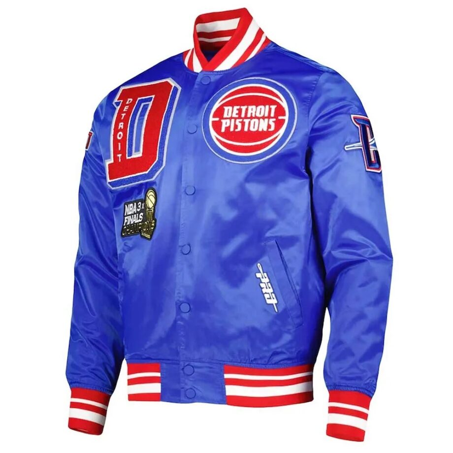 Detroit Pistons Finals 3x Champions Royal Satin Jacket