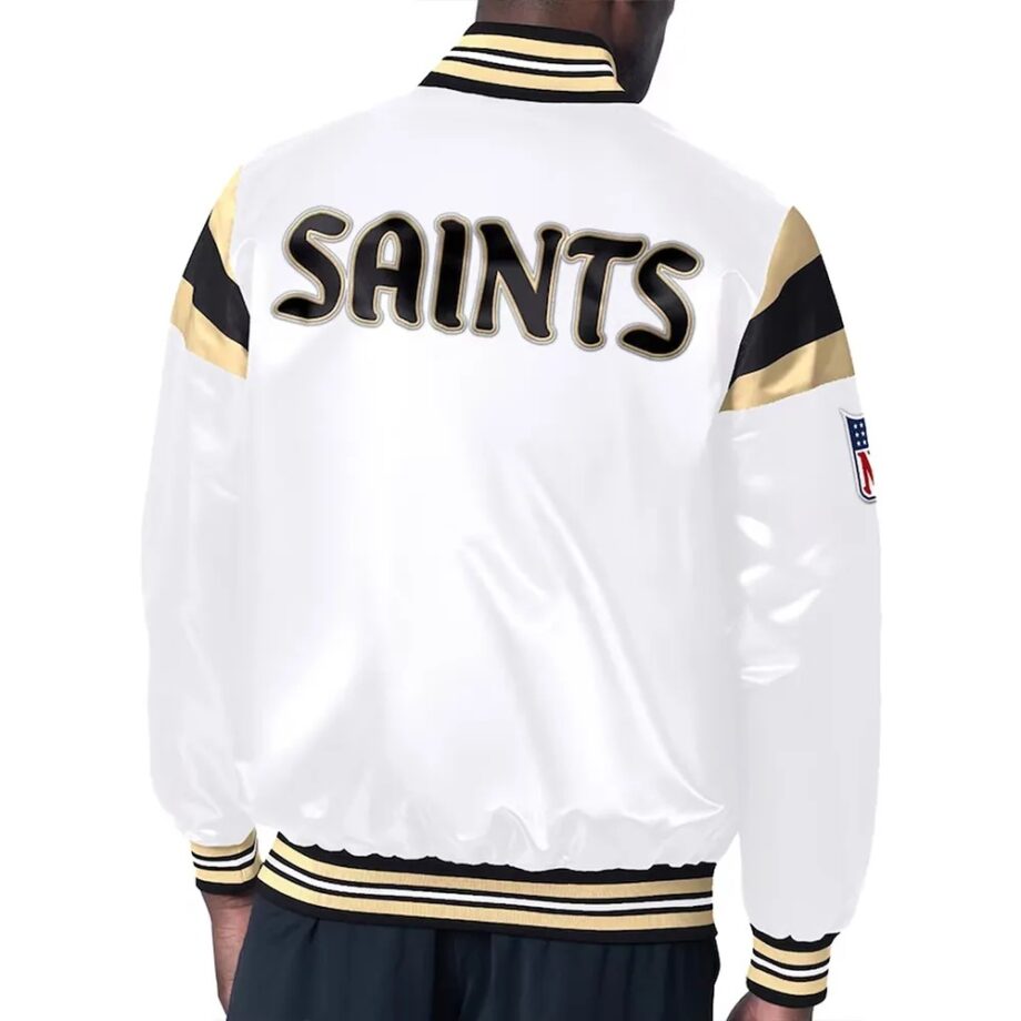 New Orleans Saints Midweight White Satin Jacket