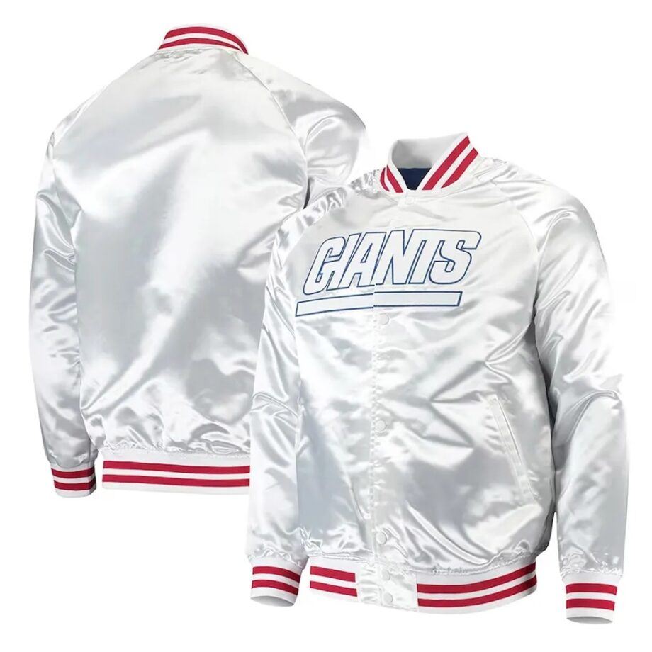 New York Giants Shiny White Satin Jacket