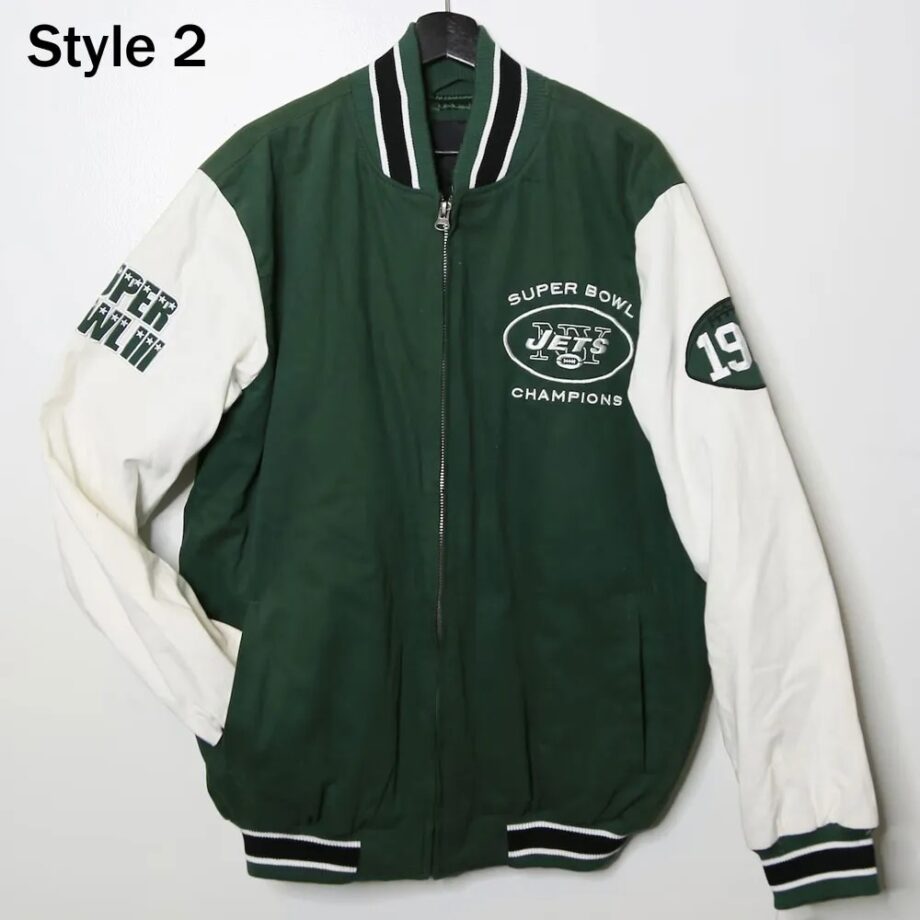 Varsity NY Jets Super Bowler White and Green Jacket