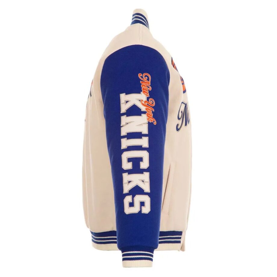 NY Knicks Cream and Royal Varsity Jacket
