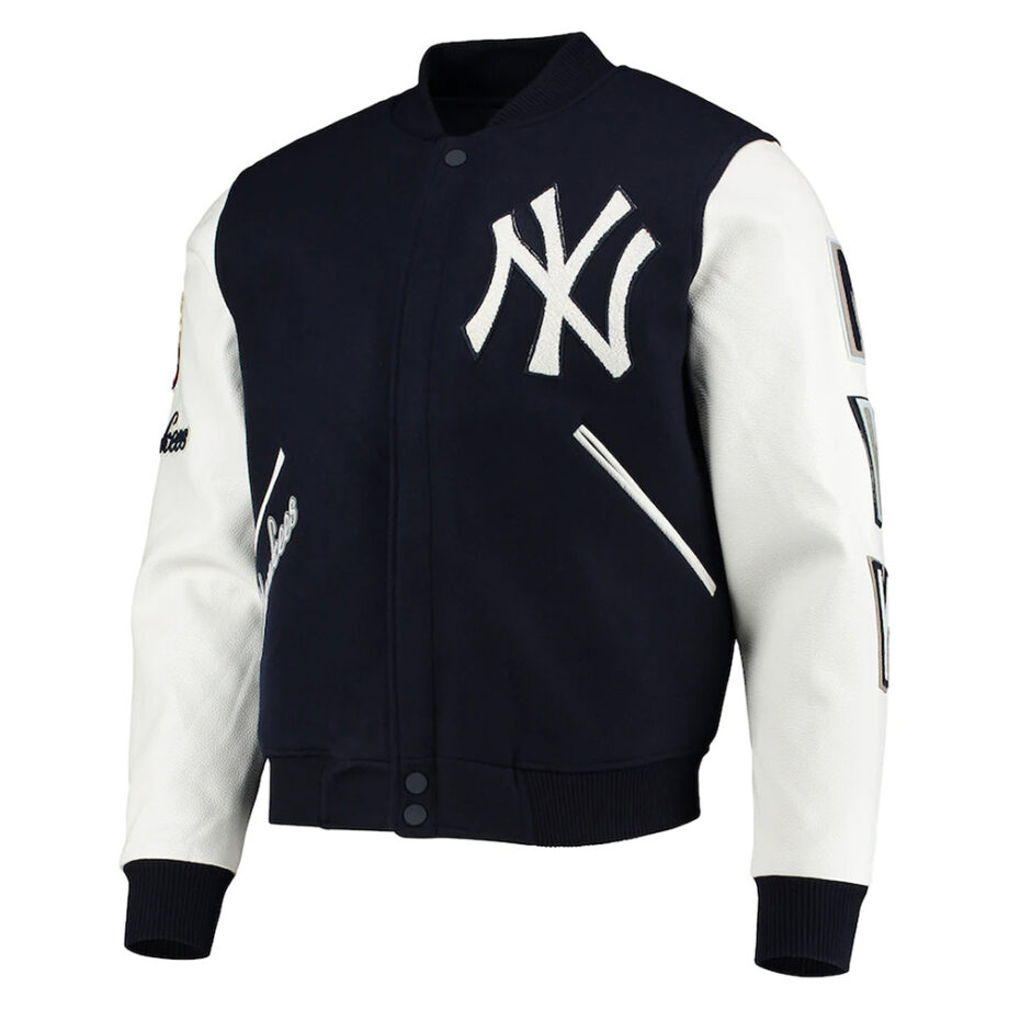 NY Yankees Navy Blue & White Letterman Jacket