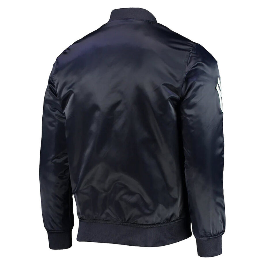 Wordmark NY Yankees Navy Satin Jacket