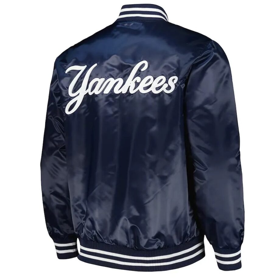 NY Yankees Patch Navy Satin Jacket