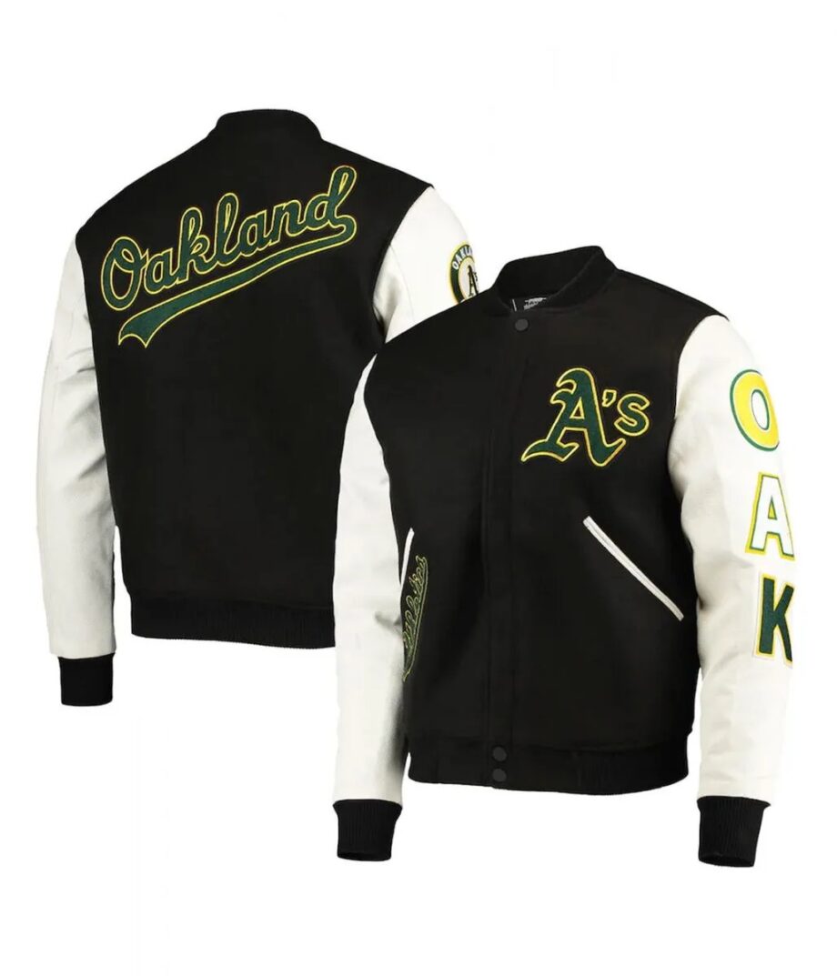 Oakland Athletics Letterman Black/White Jacket
