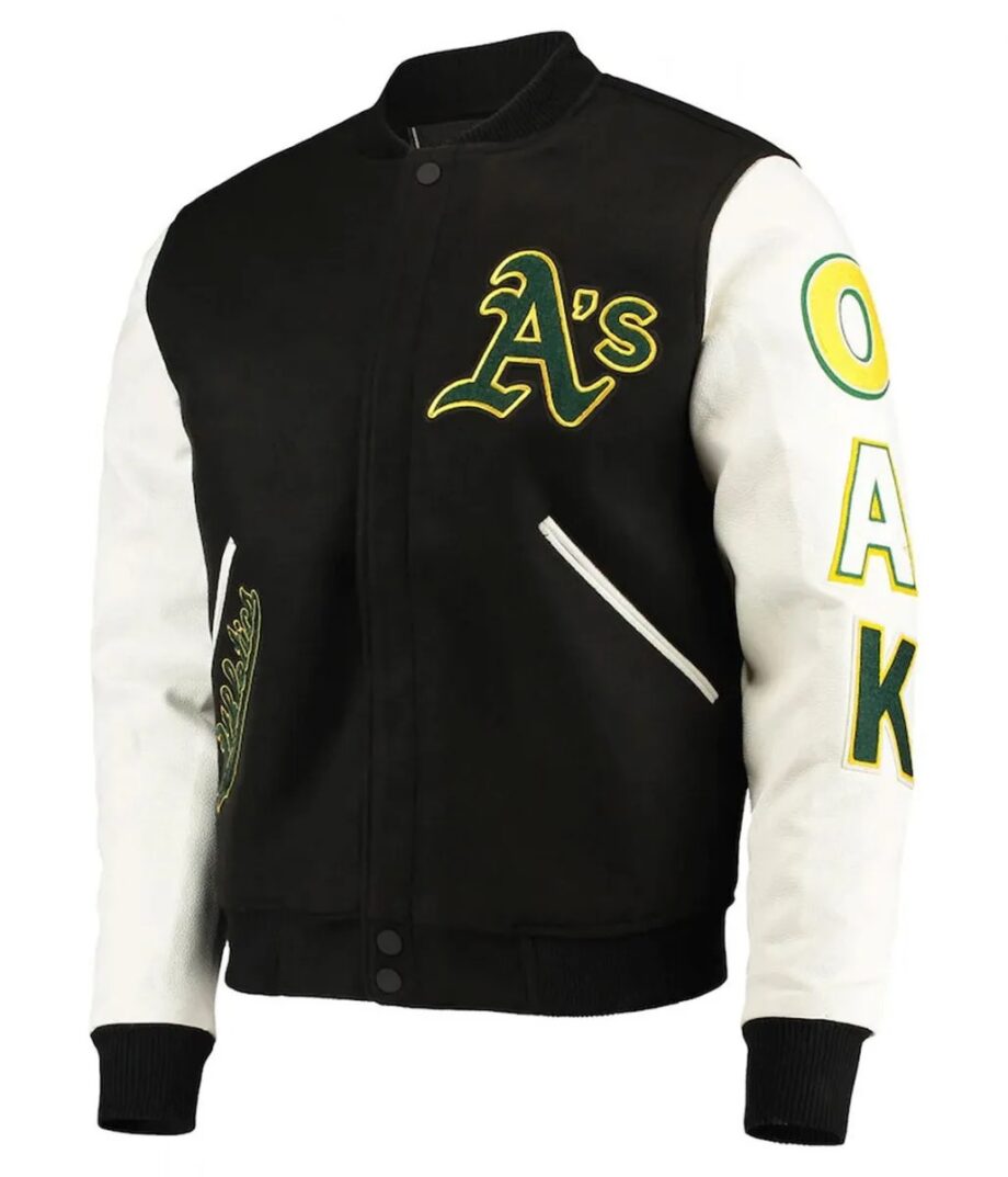 Oakland Athletics Letterman Black/White Jacket