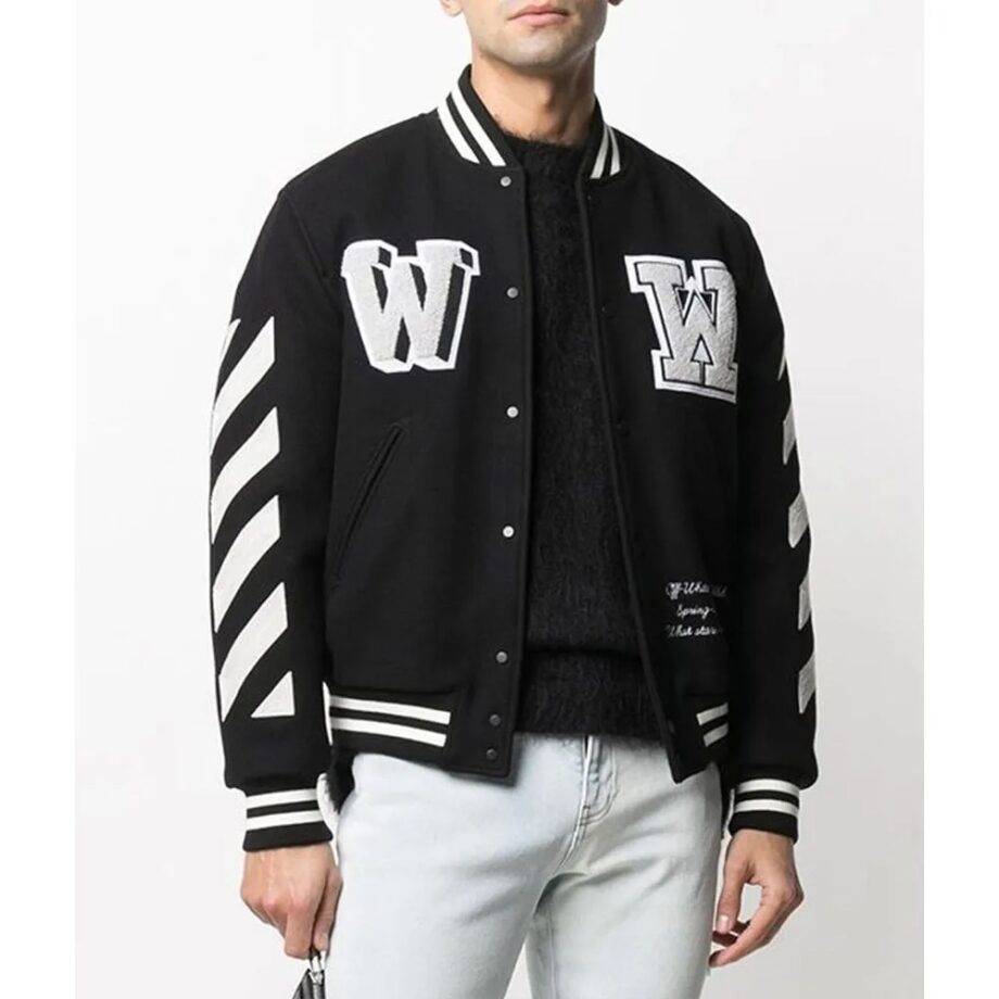 Off-White Black Letterman Wool Jacket