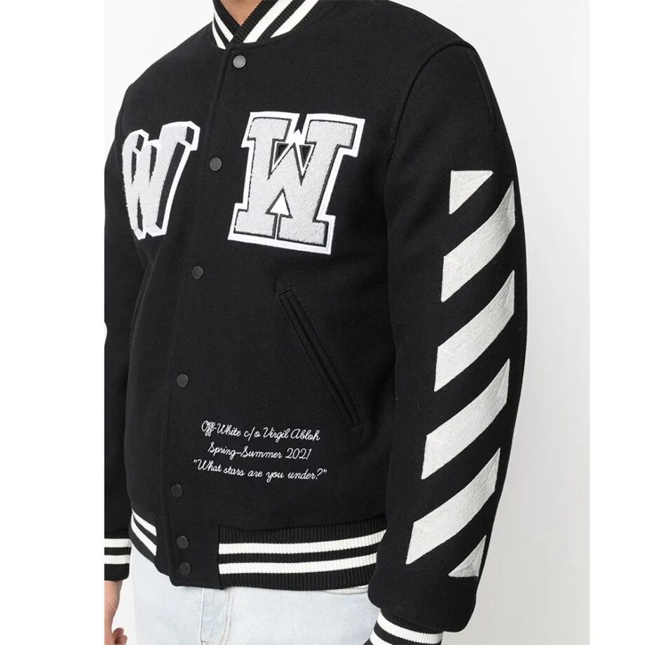 Off-White Black Letterman Wool Jacket
