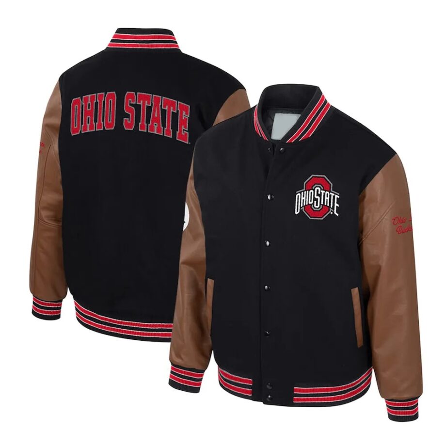 Ohio State Buckeyes Black & Brown Letterman Jacket