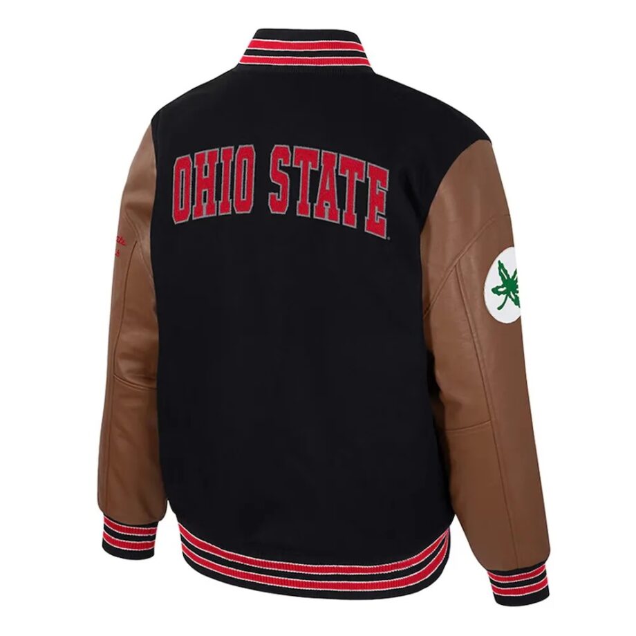 Ohio State Buckeyes Black & Brown Letterman Jacket