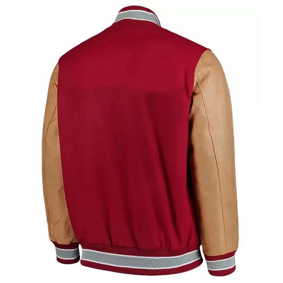 Ohio State Buckeyes Varsity Red and Beige Jacket