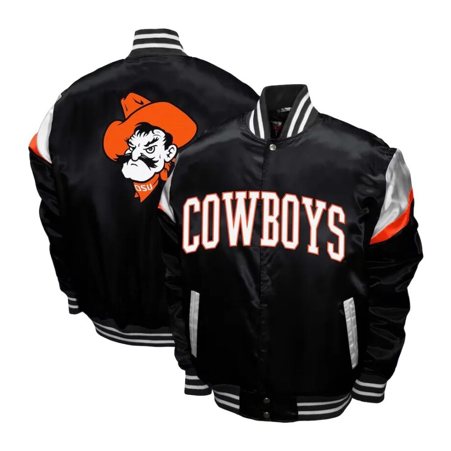 Oklahoma State Cowboys Power Black Satin Jacket
