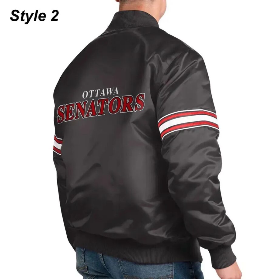 Ottawa Senators Striped Black Satin Jacket