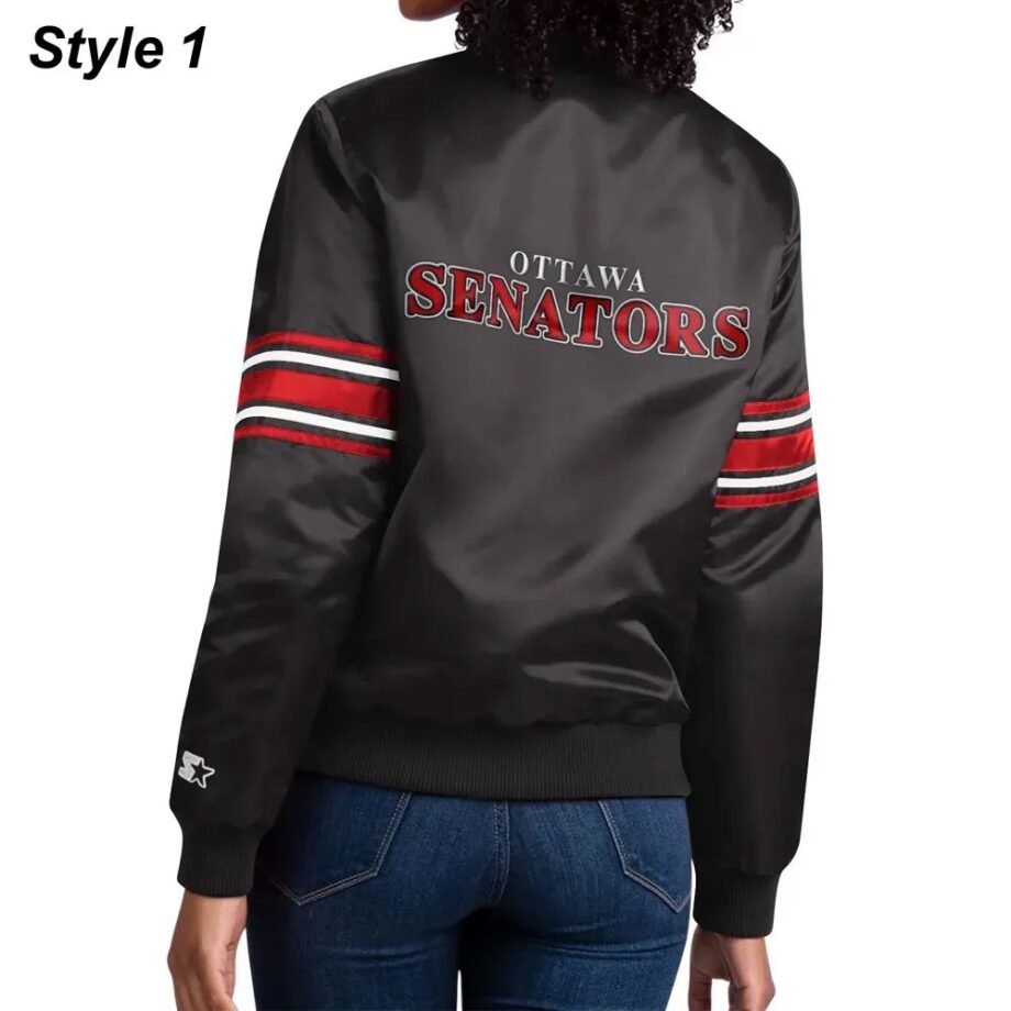 Ottawa Senators Striped Black Satin Jacket