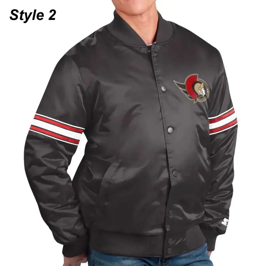 Ottawa Senators Striped Black Satin Jacket