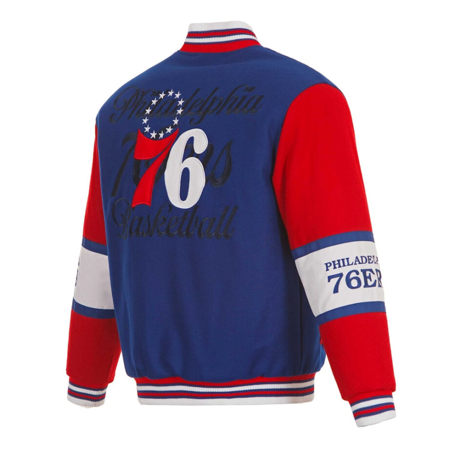 Philadelphia 76ers Royal & Red Varsity Wool Jacket