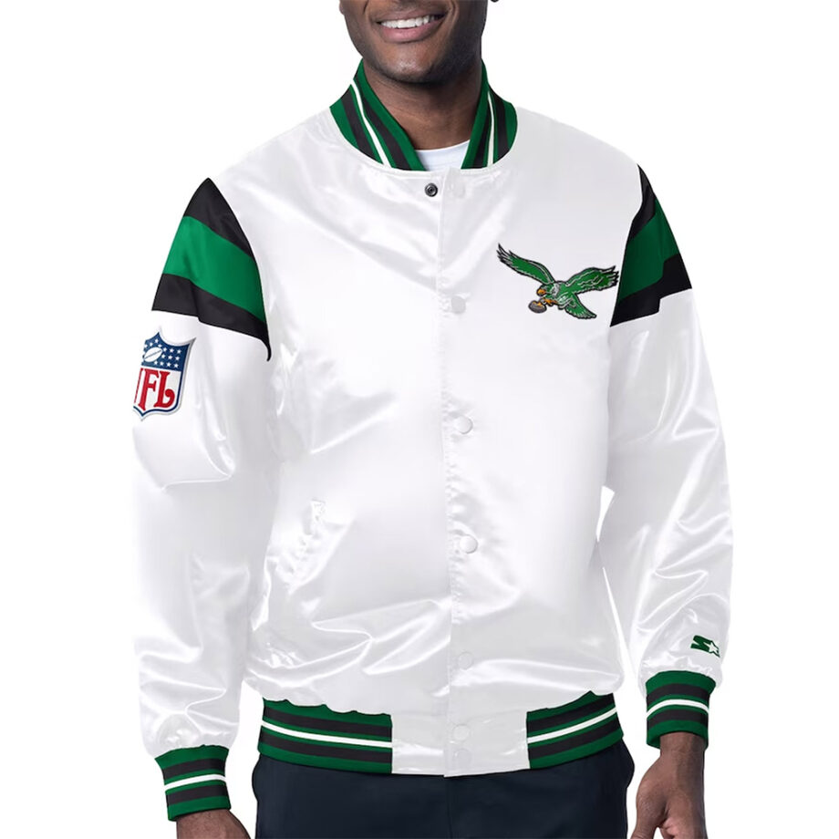 Philadelphia Eagles White Satin Jacket
