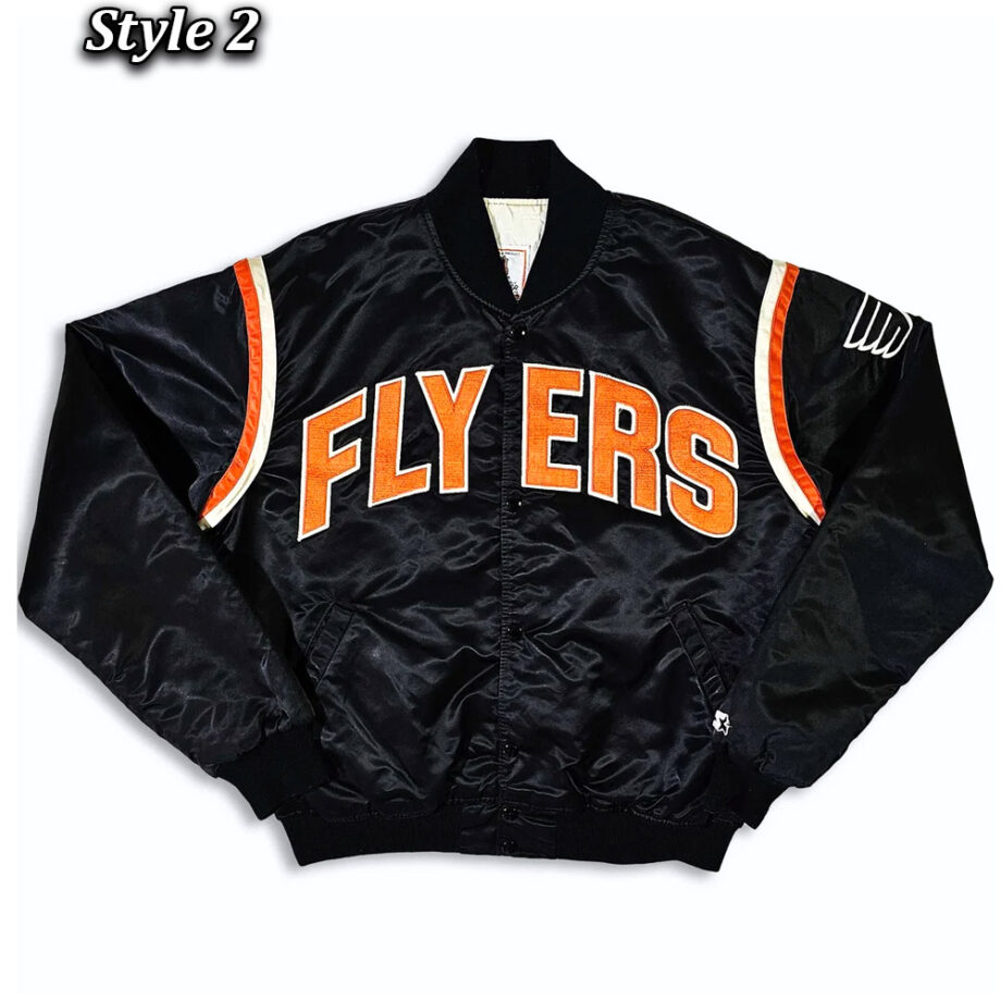 Vintage Philadelphia Flyers 80s Black Bomber Jacket