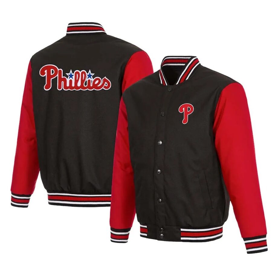 Varsity Philadelphia Phillies Black/Red Twill Jacket