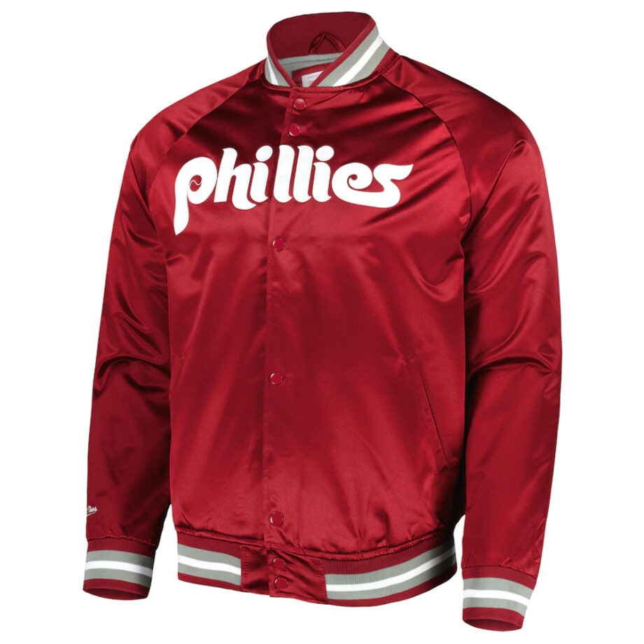 Philadelphia Phillies Satin Raglan Red Full-Snap Jacket
