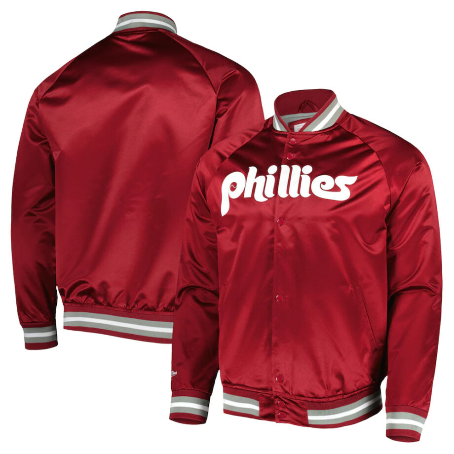 Philadelphia Phillies Satin Raglan Red Full-Snap Jacket