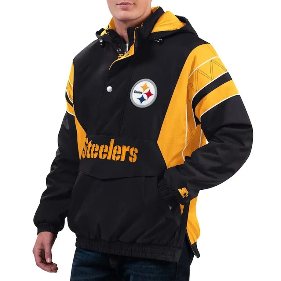 Pittsburgh Steelers Black Half-Zip Hoodie Jacket