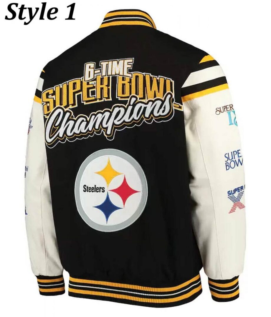 Pittsburgh Steelers Super Bowl Champions Black Letterman Jacket