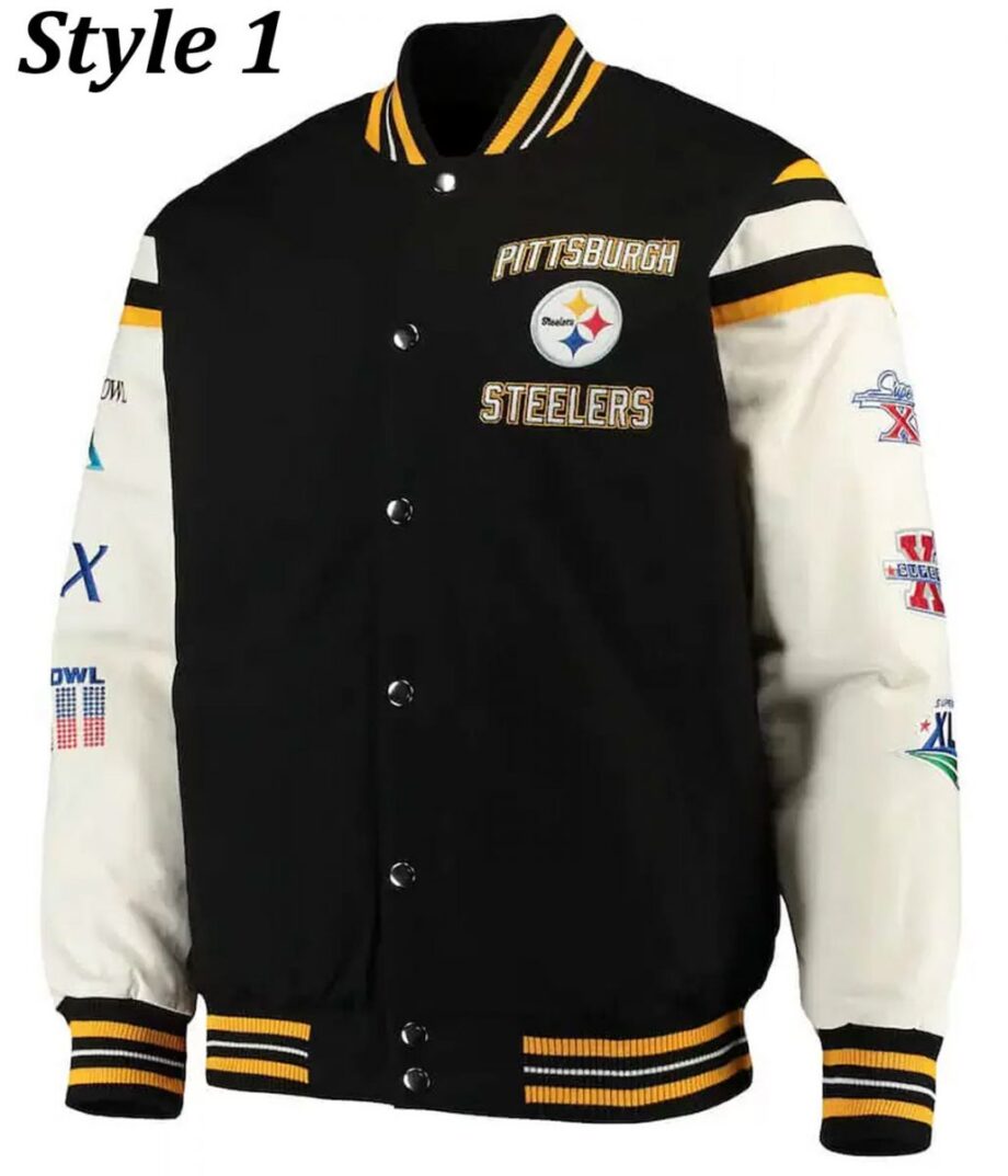 Pittsburgh Steelers Super Bowl Champions Black Letterman Jacket